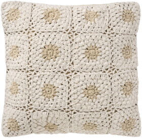 Ib Laursen Ručně háčkovaný povlak na polštář Flowers 50 × 50 cm, béžová barva, textil