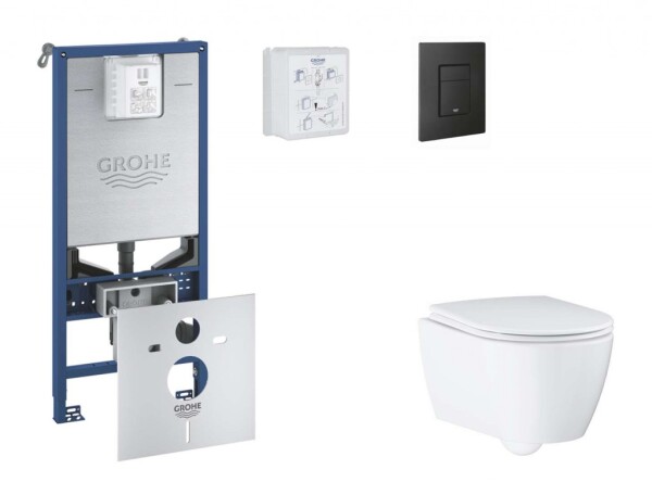 GROHE - Rapid SLX Set předstěnové instalace, klozetu, sedátka SoftClose a tlačítka Even, phantom black SANI11BB5110