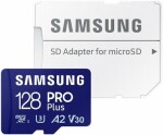 SAMSUNG PRO Plus microSDXC 128 GB + SD adaptér / UHS-1 / Class 10 / U3 / Čtení: 180MBps / Zápis: 130MBps (MB-MD128SA/EU)