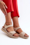 Pohodlné dámské sandály na suchý zip, béžová Iphiope 39