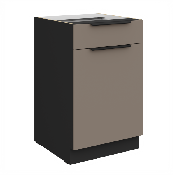 Spodní skříňka Aria 50 D 1F 1S BB - Premium Box Barva korpusu: Černá, Barva dvířek: TA - Sandgrau AFM