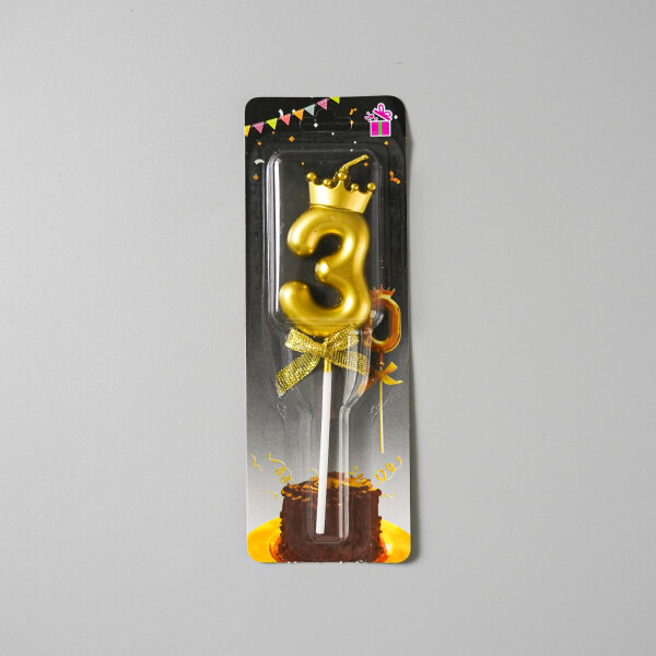 Dortová svíčka s "korunkou" zlatá č.3