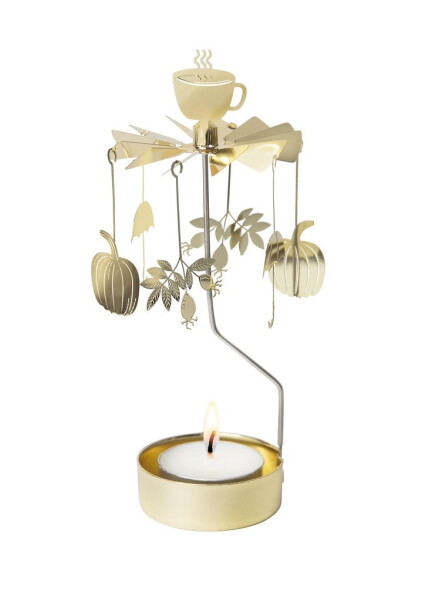 Pluto Design Rotující svícen Autumn Vibes, zlatá barva, kov