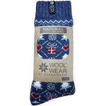 WOOLWEAR of Scandinavia Vlněné ponožky Package Motif Nr. 115 35/38, modrá barva, textil