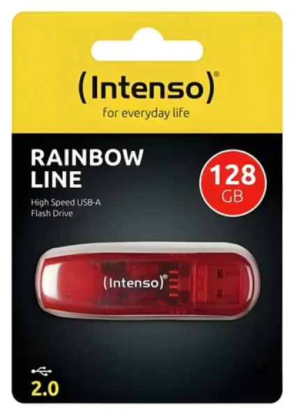 Intenso Rainbow Line 128GB červená / Flash disk / USB 2.0 / čtení 32 MB/s / zápis 6,5 MB/s (3502491)