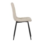 Židle jídelní, potah krémová látka, kovová čtyřnohá podnož, černý mat