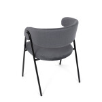 Židle jidelní, šedá látka, černá kovová noha