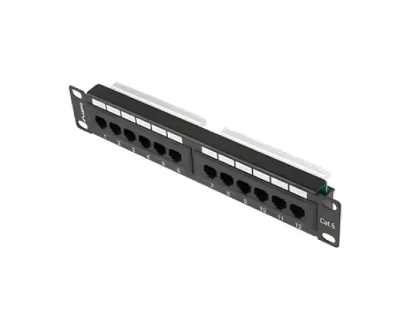 Lanberg Patch panel 10" černý / Patch panel / 12 portů / Cat.6 UTP / 1U (PPU6-9012-B)