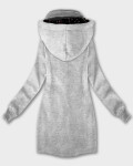 Světle šedá dámská mikina s kapucí a se stojáčkem LHD (AMG-171) odstíny šedé L (40)