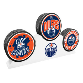Mustang Puk Edmonton Oilers NHL 3 Puck Podium Set