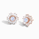 Royal Fashion náušnice 14k zlato Vermeil GU-DR23078E-ROSEGOLD-MOONSTONE-TOPAZ