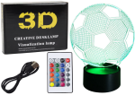 Mamido Bezdrátová lampa LED Fotbalový míč 3D s dálkovým ovládáním