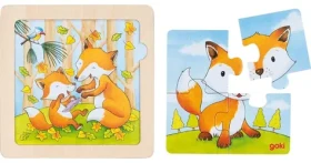 GOKI Dřevěné puzzle Liška 4 dílky
