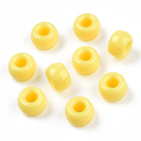 Akrylové korálky - pony beads - žluté - 6 x 9 mm - 10 ks