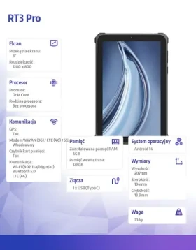 RT3 Pro černá / Tablet / 8" / 4G / 4GB / 128GB (RT3Pro-BK/CHOUT/OL)