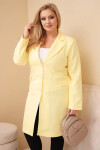 Dámský plášť Plus Size dlouhý s límcem a kapsami žlutý UNI
