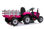 Mamido Elektrický traktor s vlečkou Blow růžový