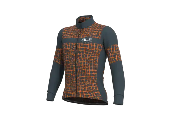 Alé Solid Wall pánský cyklistický dres dlouhý rukáv šedá/oranžová vel. M