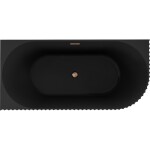 MEXEN/S - Gia volně stojící rohová vana reliéf levá 170 x 80, černá mat, sifon a přepad měď kartáčovaná 52701708071L-65