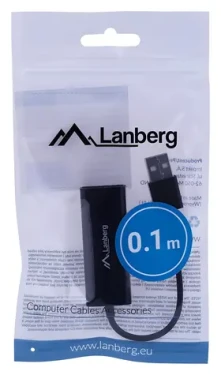 Lanberg NC-0100-01 černá / Síťový adaptér / USB-A / RJ-45 / 10 Gbit/s (NC-0100-01)