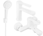 MEXEN - Saber R05 Set umyvadlové a vanové baterie s příslušenstvím, bílá 72103R05-20