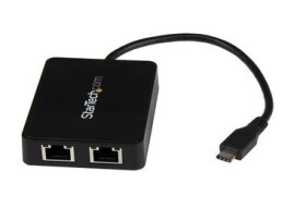 StarTech USB-C adaptér s extra portem USB 3.0 černá / pro síťové připojení / 2x RJ45 (US1GC301AU2R)