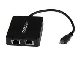 StarTech USB-C - 2x RJ45 adaptér s extra portem USB 3.0 černá / pro síťové připojení / 2x RJ45 (US1GC301AU2R)