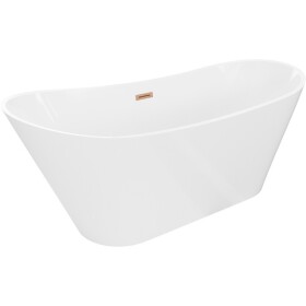 MEXEN/S - Dora volně stojící vana 150 x 75, bílá, sifon a přepad měď kartáčovaná 52071507500-65