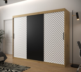 Šatní skříň Abi Jodelka Barva korpusu: Dub artisan, Rozměry: 250 cm, Dveře: Bílá mat