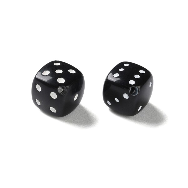 Akrylové korálky - hrací kostka - černá - 10 mm - 10 ks