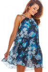 Denní šaty Awama L/XL tm.modrá-květy
