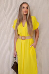 Šaty 5904 s ozdobným páskem - Žlutá UNI žlutá