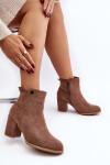 Zamšové dámské botky na podpatku hnědé Selela 37