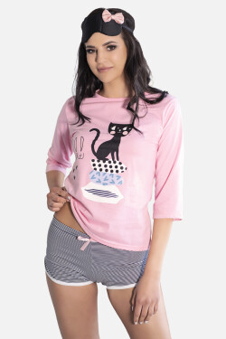 Aprodit Cat Pyjamas Pink and Navy
