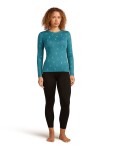 Dámské merino tričko s dlouhým rukávem ICEBREAKER Wmns 200 Oasis LS Crewe Ski Day, Topaz/Hydro/Aop velikost: XS