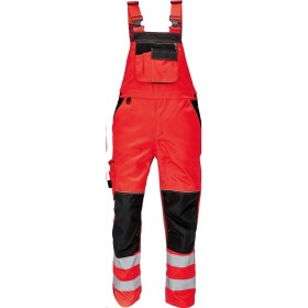 CRV Cerva Montérkové kalhoty KNOXFIELD Hi-Vis FL pánské reflexní s laclem elastické šle červené 58 červené