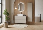 CERSANIT - Zrcadlo CREA II LED 50x80 ČERNÉ MATNÉ OVAL S1058-034