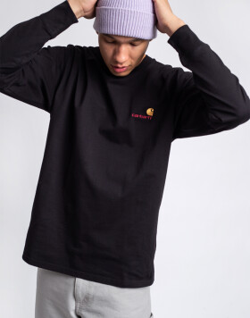 Tričko Carhartt WIP L/S American Script T-Shirt Black