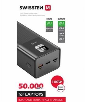 Swissten 22013942 50000 mAh černá / Power Bank / 5V / 3A / USB-C USB micro-USB (22013942)