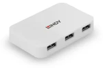 Lindy USB 3.0 Hub Basic 4-port bílý / Rozbočovač / 4x USB 3.0 Type-A (43143)