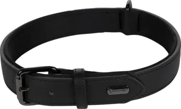 Flamingo Binti Kožený obojek s neoprenem černá XXL (FLA-519264)