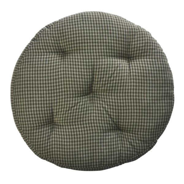 MADAM STOLTZ Kulatý podsedák Checked Dark Green Ø 45 cm, zelená barva, textil