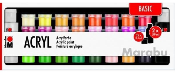 Marabu akrylová barva sada 32x3,5ml + 2x59ml