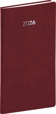 Diář 2026: Balakon - bordó, kapesní, 9 x 15,5 cm