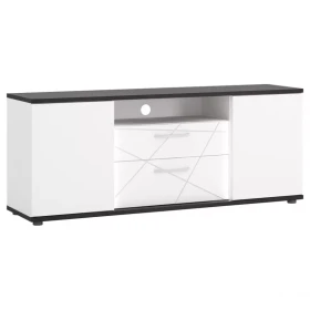 Komoda RTV Venezia VENF01 2D2S bílý alpský/dub vicenza černá/mdf bílý L