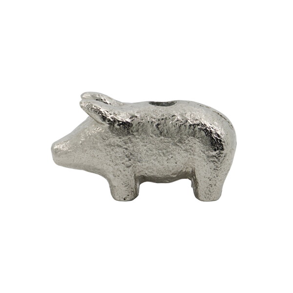 House Doctor Kovový svícen Pig Antique Silver, stříbrná barva, kov
