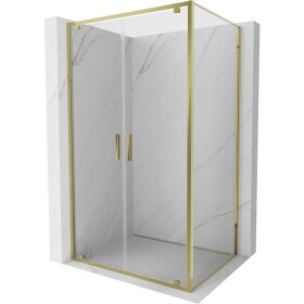 MEXEN/S - Exo sprchový kout dveře křídlové 90 x 100, transparent, zlato 8182-090-100-50-00