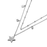 Ocelový náhrdelník se zirkony Valeria - hvězda, chirurgická ocel, Stříbrná 39 cm + 5 cm (prodloužení)