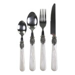 Chic Antique Sada příborů Silver Deco Antique Pearl – 16 ks, bílá barva, kov, plast