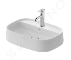 DURAVIT - Zencha Umyvadlo na desku 550x390 mm, bez přepadu, otvor pro baterii, DuraCeram, WonderGliss, matná bílá 23745532711